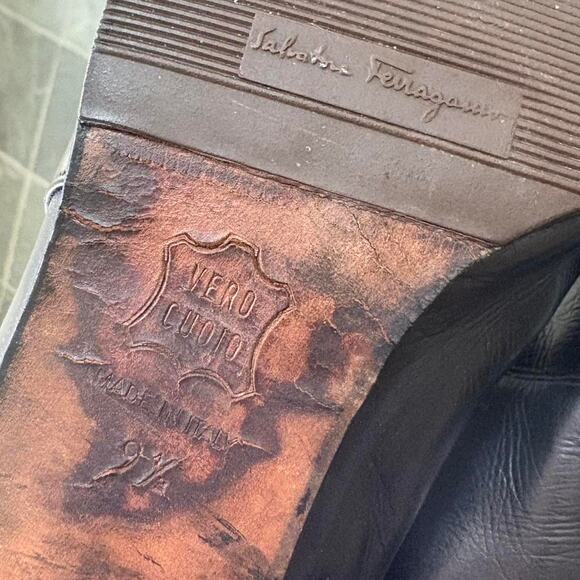 Ferragamo black leather knee high boots - Picture 7 of 8